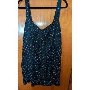 Old Navy Plus 2X Navy Blue White Polka Dot Sleeveless Dress "In The Navy" NWT